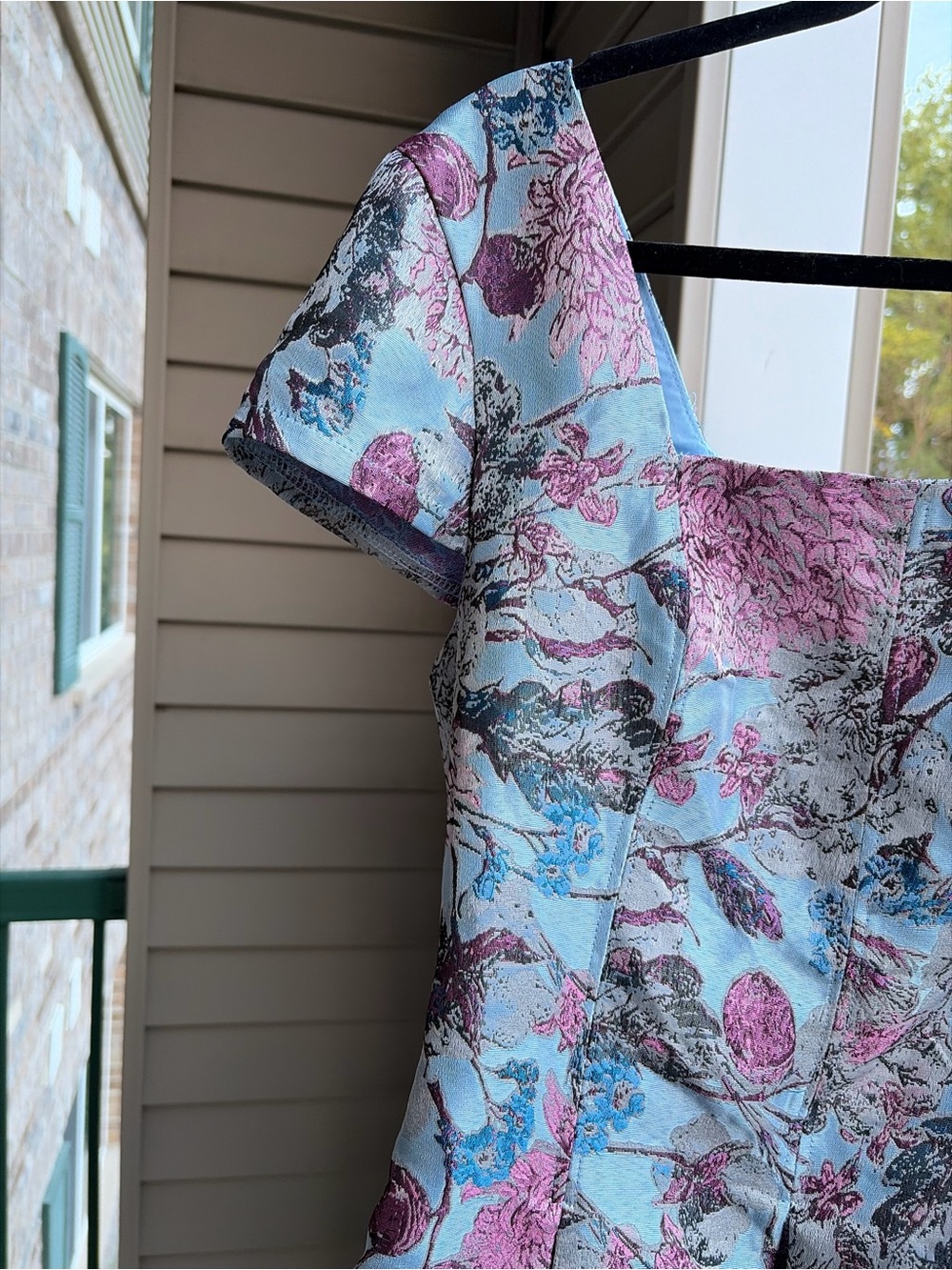 🆕💗🦋Tahari ASL Size 8 Blue Floral Brocade Fit & Flare Cocktail Dress Party Prom - Picture 12 of 17